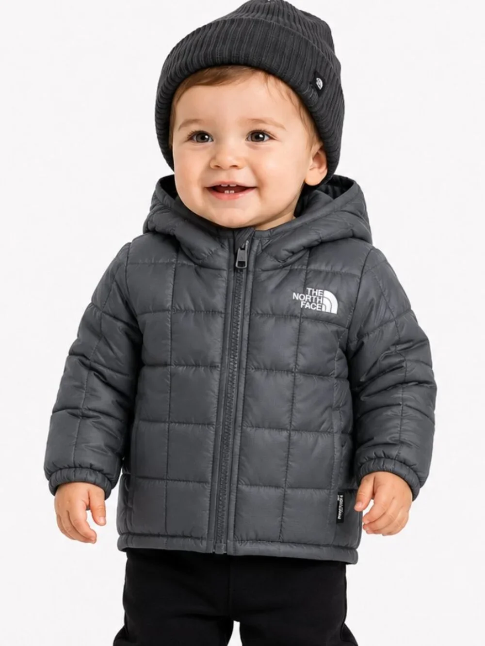 The North Face Kids' Thermoball Hooded Full Zip Jacket Size 12 - 18M Gray